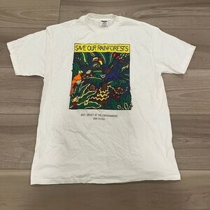 Vintage San Diego Zoo Shirt Mens XL White Save Our Rainforests Single Stitch